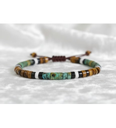 Bracelet Oeil de Tigre, Jaspe Africain et Obsidienne noire