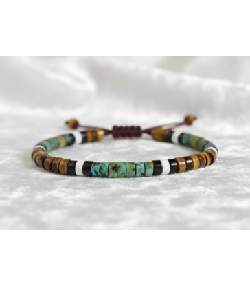 Bracelet Oeil de Tigre, Jaspe Africain et Obsidienne noire