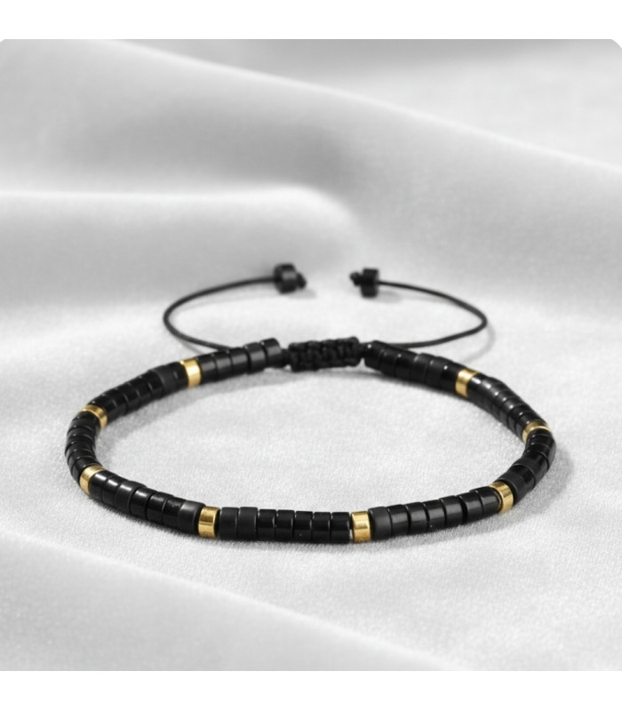 Bracelet Obsidienne noire Ajustable