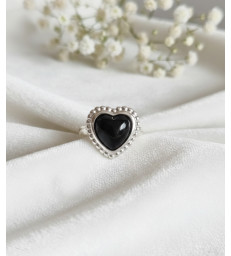 Bague en Obsidienne noire argent 925 ajustable