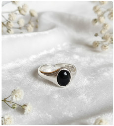 Bague en Obsidienne noire argent 925 ajustable