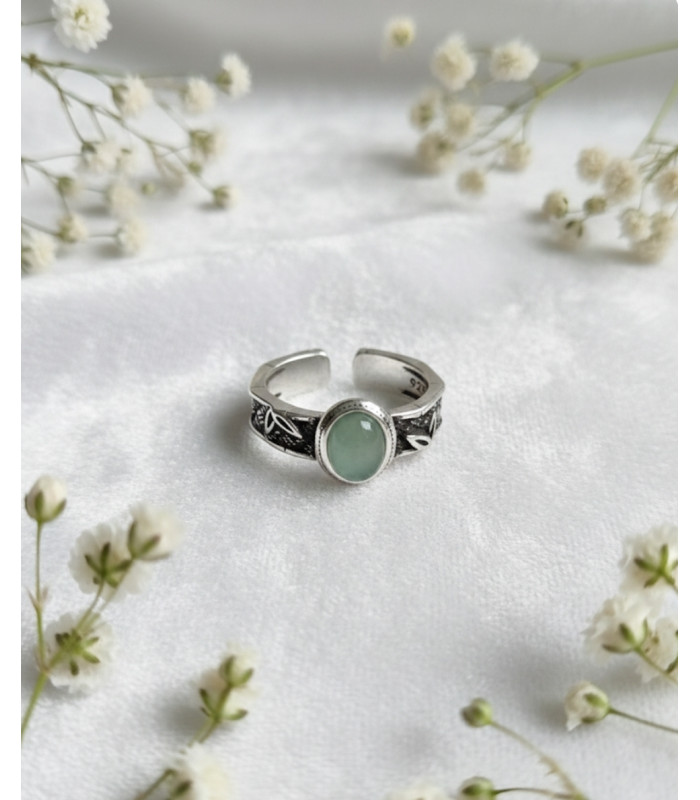 Bague aventurine en argent 925 ajustable