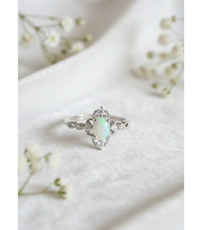 Bague en Opale de Feu ajustable