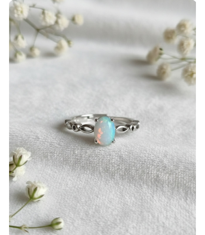 Bague en Opale de Feu ajustable