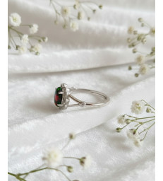 Bague opale de feu noire ajustable