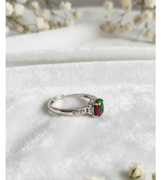 Bague opale de feu noire ajustable