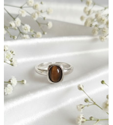 Bague oeil de tigre en argent 925 ajustable