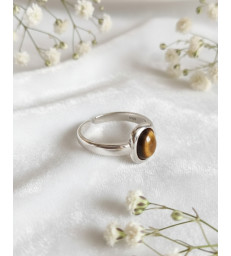 Bague oeil de tigre en argent 925 ajustable