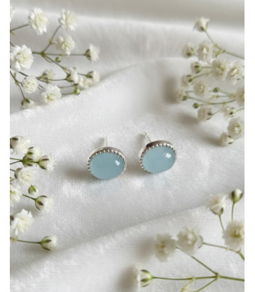 Boucles D'oreille en Aigue Marine - Argent sterling 925