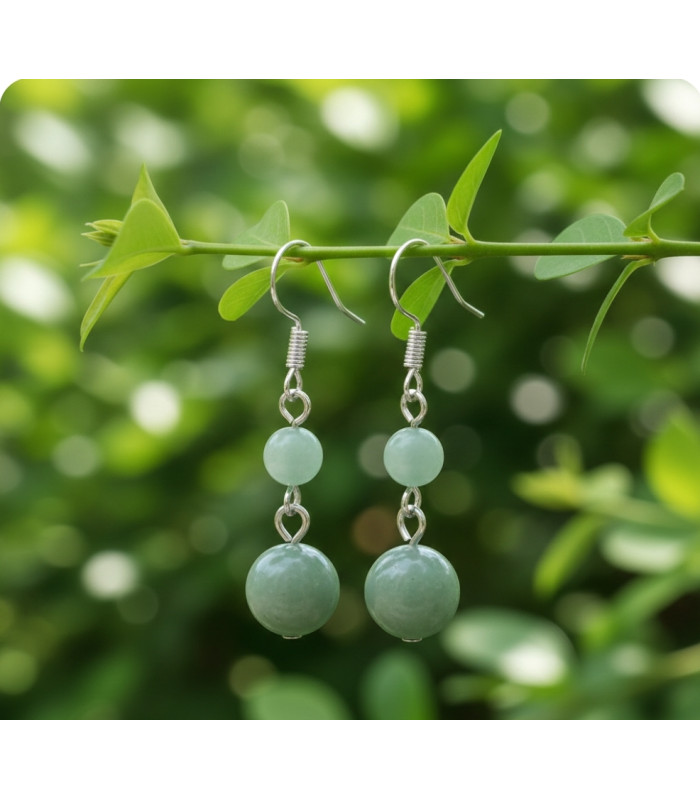 Boucle d'oreille aventurine verte