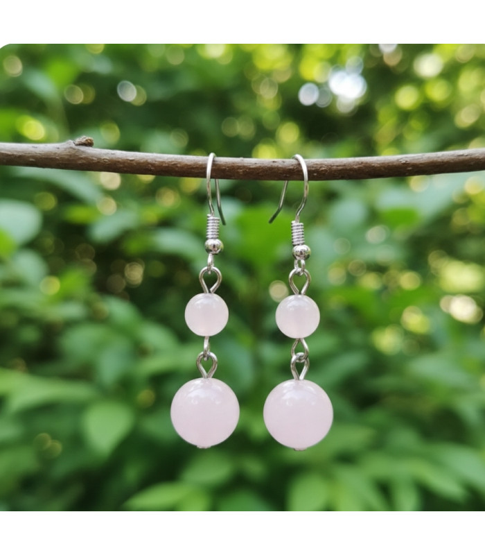 Boucles d'oreilles Quartz rose