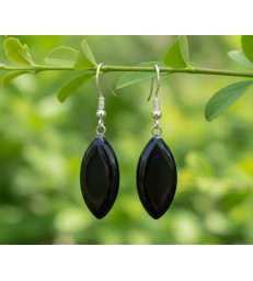 Boucles d'oreilles en Obsidienne noire