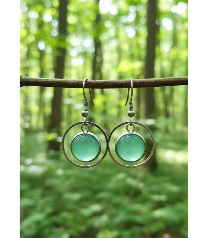 Boucle d'oreille aventurine verte