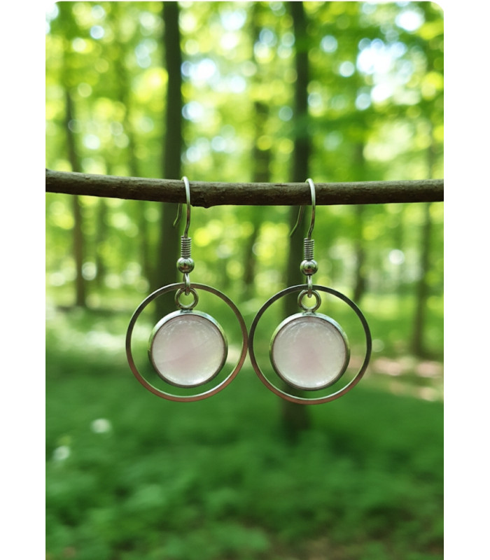 Boucles d'oreilles Quartz rose