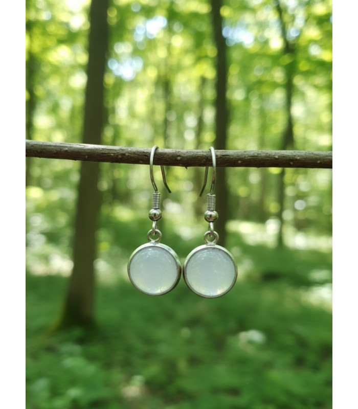 Boucles d'oreilles ronde en Cristal de Roche