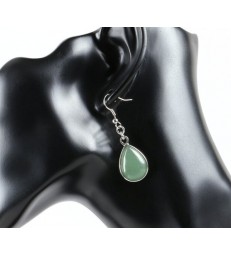 Boucles d'oreilles goutte d'eau en pierre naturelle Aventurine verte