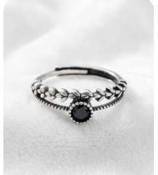 Bague Obsidienne Noire Ajustable Argent 925