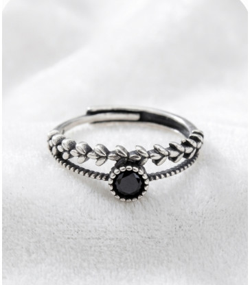 Bague Obsidienne Noire Ajustable Argent 925