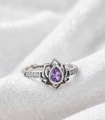 Bague Améthyste Ajustable Argent 925