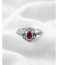 Bague en grenat - Ajustable argent sterling 925