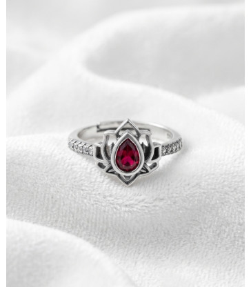 Bague en grenat - Ajustable argent sterling 925