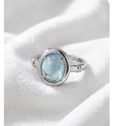 Bague Aigue Marine - Argent sterling 925 ajustable