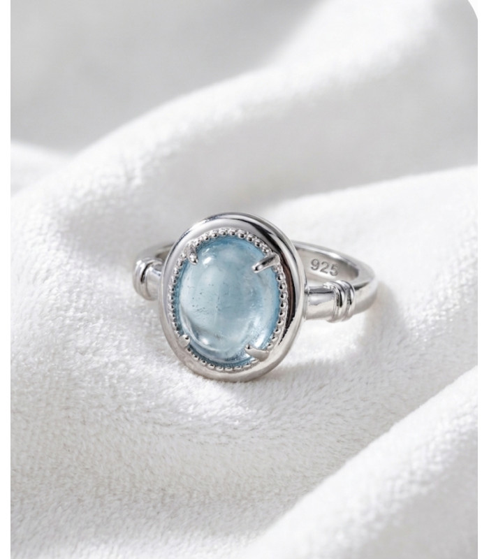Bague Aigue Marine - Argent sterling 925 ajustable