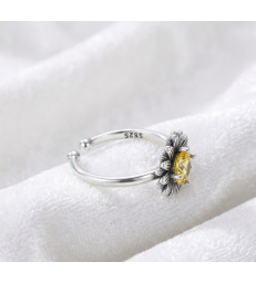 Bague Tournesol en argent sterling 925 ajustable