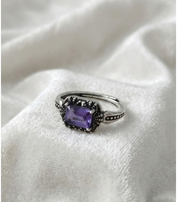 Bague Améthyste Ajustable Argent 925