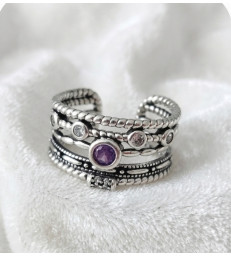 Bague Améthyste Ajustable