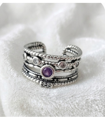 Bague Améthyste Ajustable