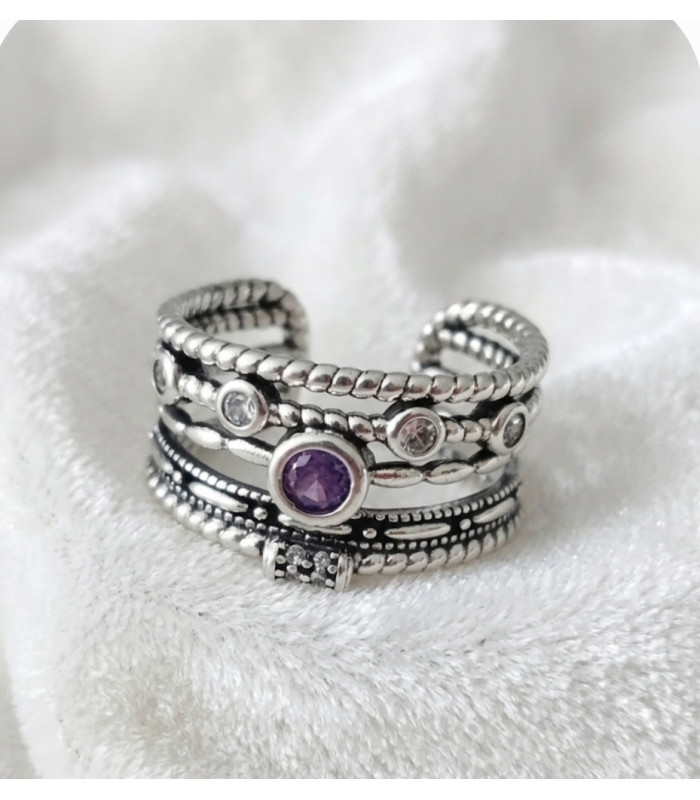 Bague  Améthyste Ajustable