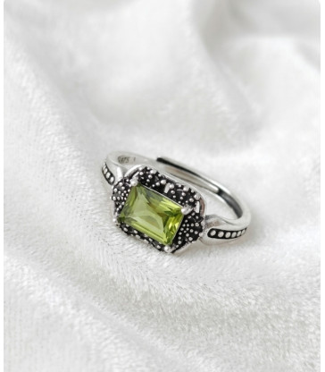 Bague Péridot - Ajustable en Argent Sterling 925