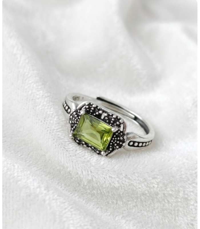 Bague Péridot - Ajustable en Argent Sterling 925