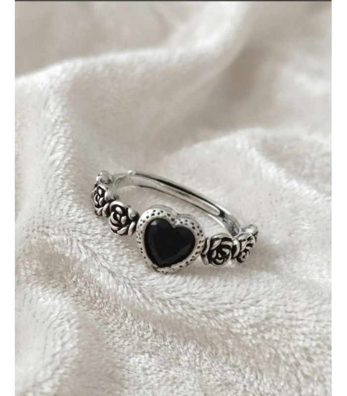 Bague Obsidienne Noire Ajustable