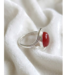 Bague en Cornaline Ajustable en Argent sterling 925