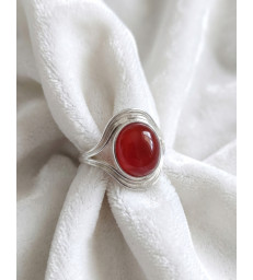 Bague en Cornaline Ajustable en Argent sterling 925