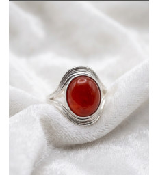 Bague en Cornaline Ajustable en Argent sterling 925