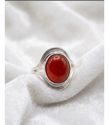 Bague en Cornaline Ajustable en Argent sterling 925