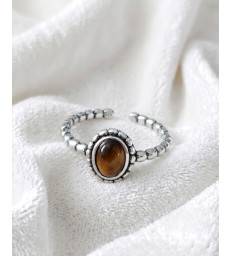 Bague oeil de tigre en argent 925 ajustable