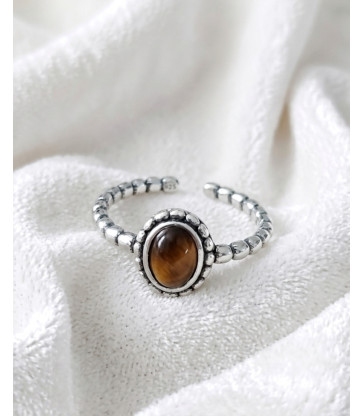 Bague oeil de tigre en argent 925 ajustable