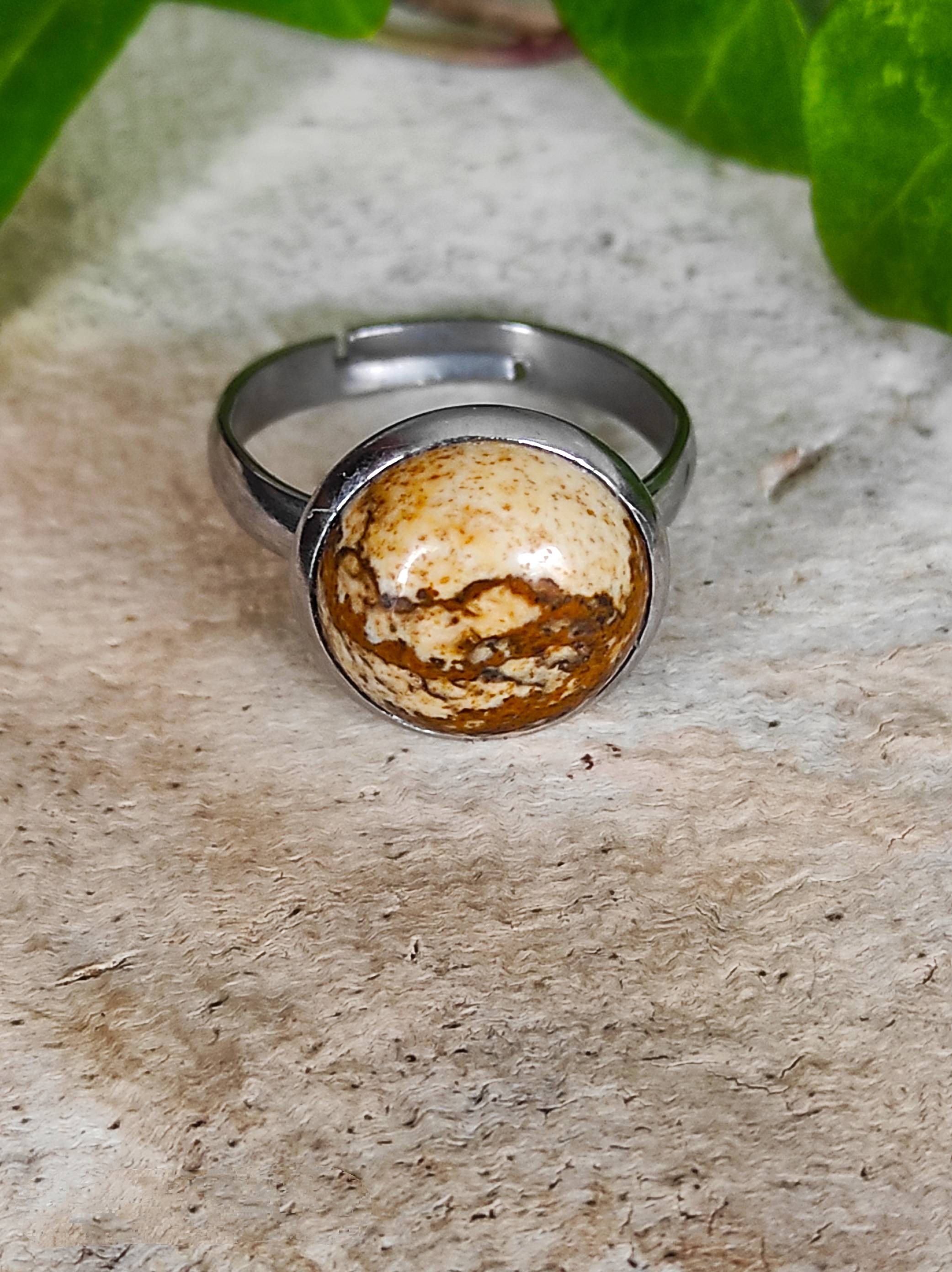 Bague en Jaspe Paysage Ajustable