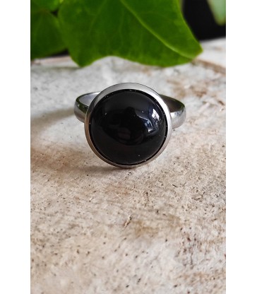 Bague en Onyx  Noire Ajustable