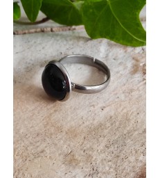 Bague en Obsidienne Noire Ajustable