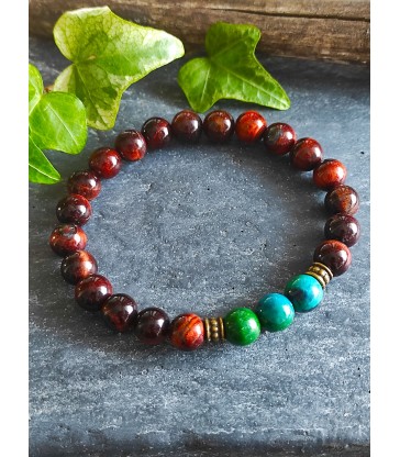 Bracelet Oeil de Taureau & Chrysocolle en pierre naturelle