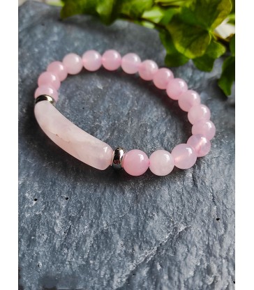 Bracelet " Amour " Quartz rose en pierre naturelle