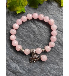 Bracelet Éléphant en pierre naturelle Quartz rose
