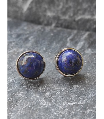 Boucles d'oreilles rondes en pierre naturelle Lapis lazuli