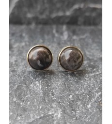 Boucles d'oreilles rondes en pierre naturelle Obsidienne Mouchetée