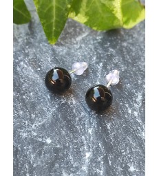 Boucles d'oreilles obsidienne noire Argent 925s